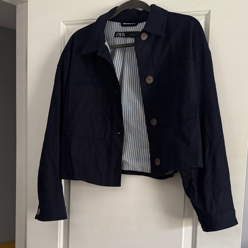 Zara Women's Dark Blue Utility Jacket